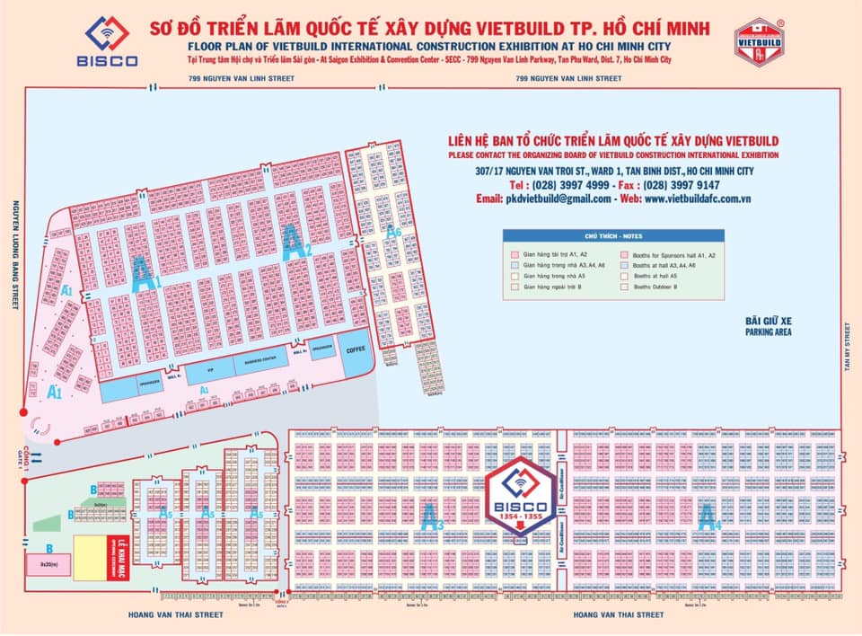 Sơ đồ gian hàng Bisco tại triển lãm Vietbuild Sài Gòn 2019