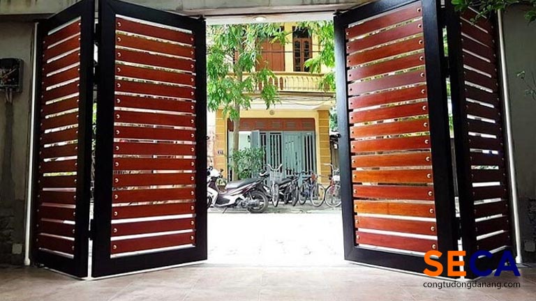 Kiểu cổng tự động 2 cánh dùng cho công trình nhà ở 