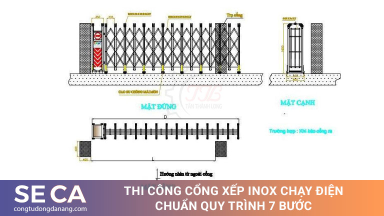 Thi Công Cổng Xếp Inox Chạy Điện Chuẩn Quy Trình 7 Bước